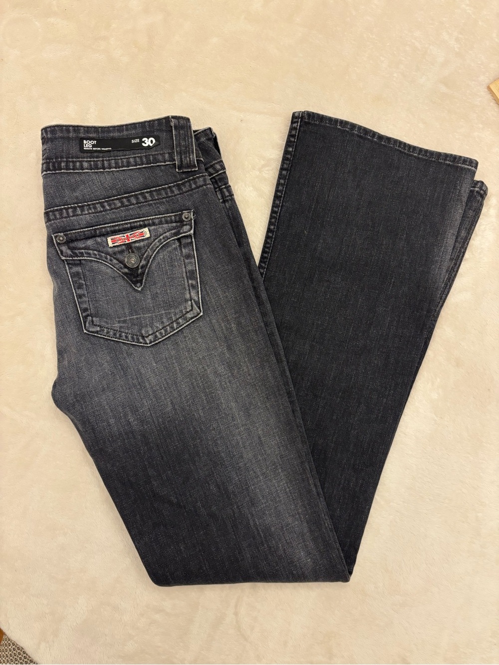 Y2K Hudson Black Bootcut Jeans Size 30 Regular Fit Cotton Denim Dark Wash